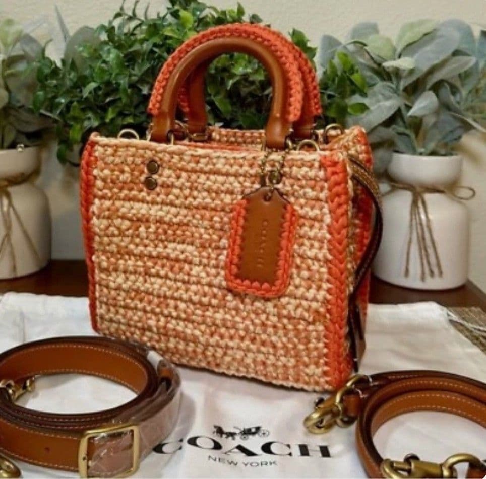 極美品】COACH コーチ かごバッグ ベージュ/オレンジ ※相場7万円