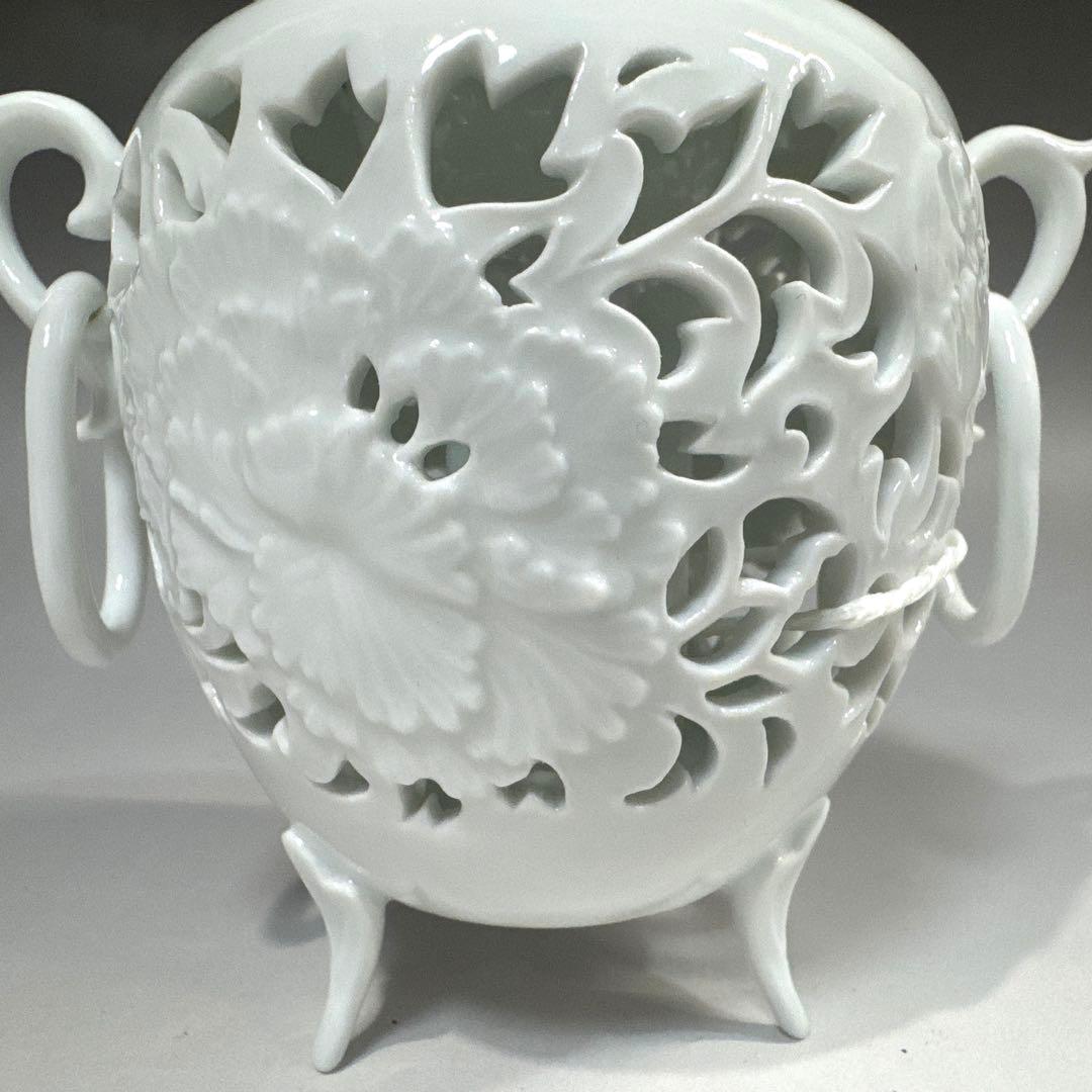 有田焼 杉原一壺 白磁 唐草透かし 耳付 香炉 - メルカリ