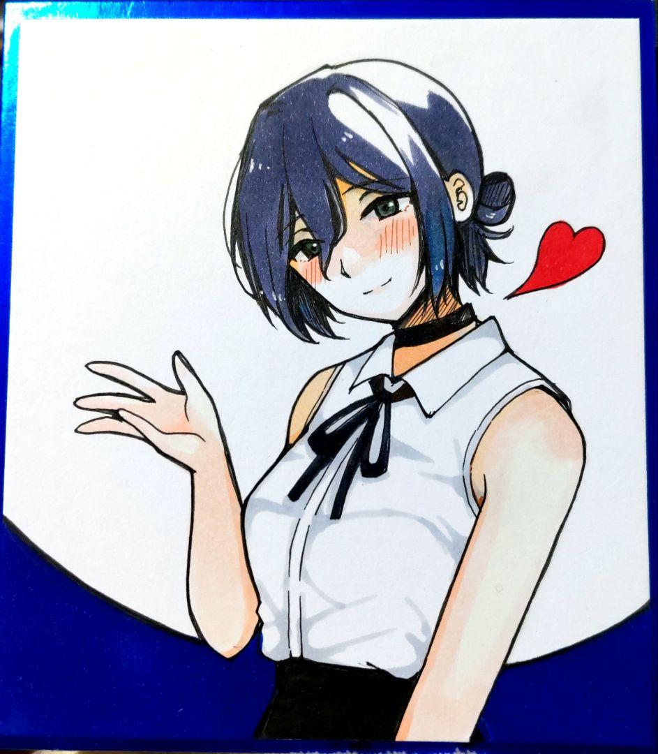 チェンソーマン レゼ 手描き ファンアート アナログ イラスト 色紙