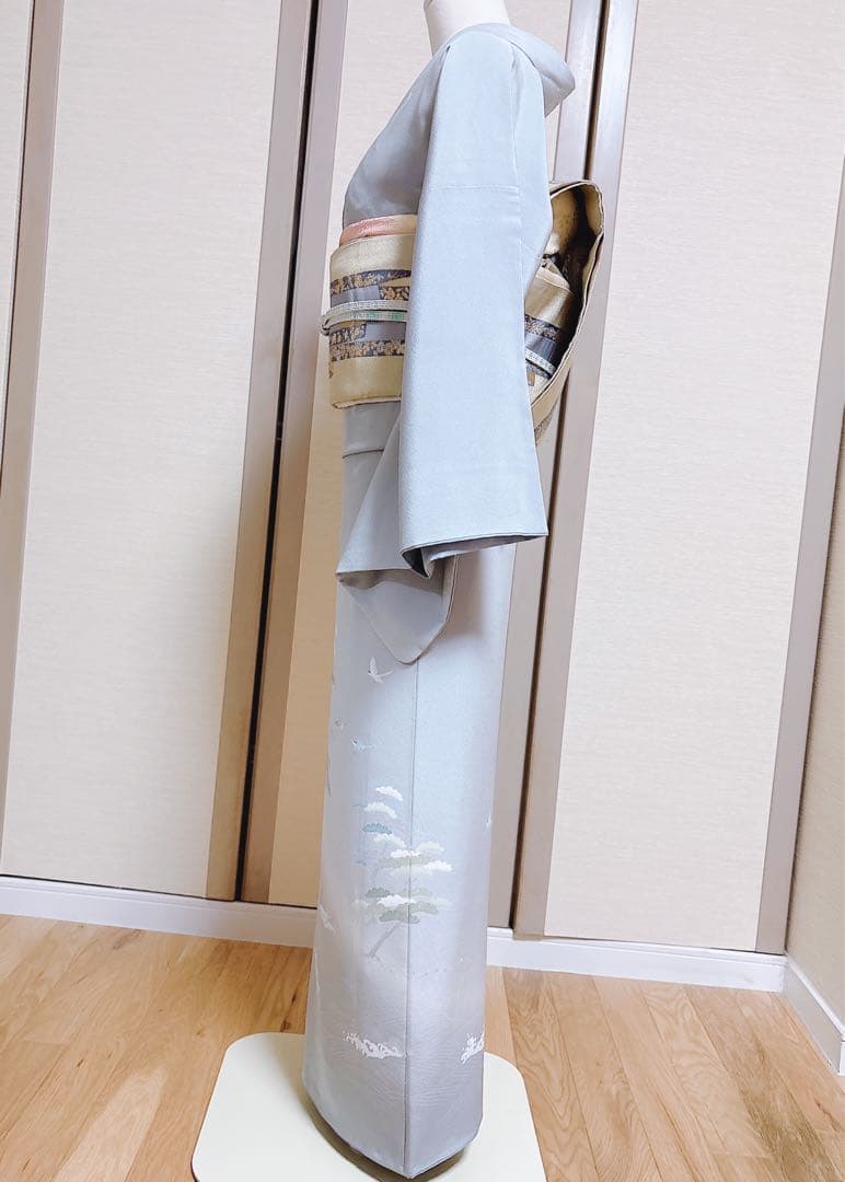 極美品 訪問着 フルセット 裄68 落款 入学式 七五三 M L 袋帯 青 水色