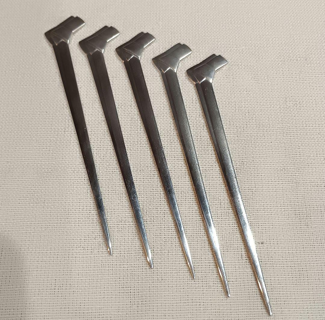 銀製 刻印 菓子楊枝 フルーツピック5本 ◇銀製 フルーツピック 5本セット◇総重量27g◇銀製刻印あり◇菓子楊枝