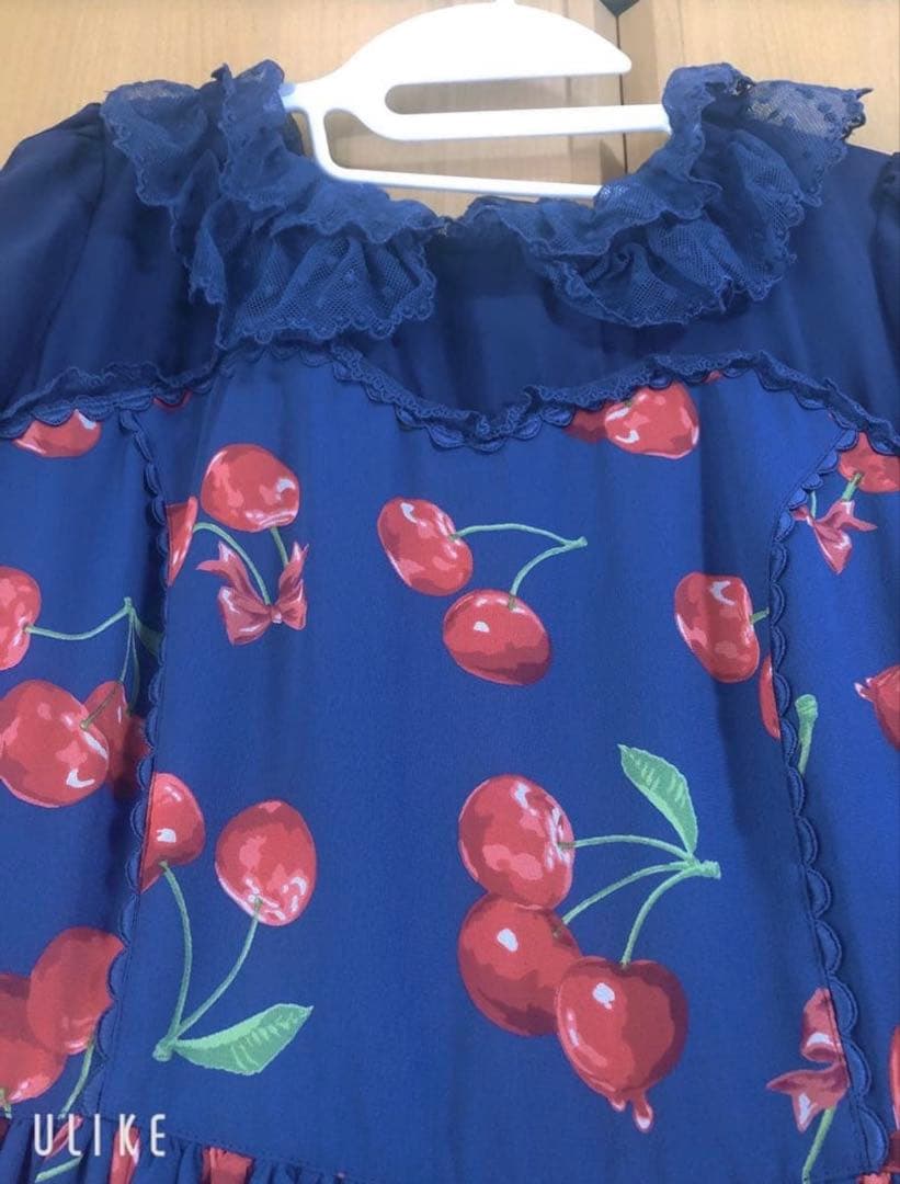 Angelic Pretty チェリー柄 半袖ワンピース ドレンチェック - メルカリ