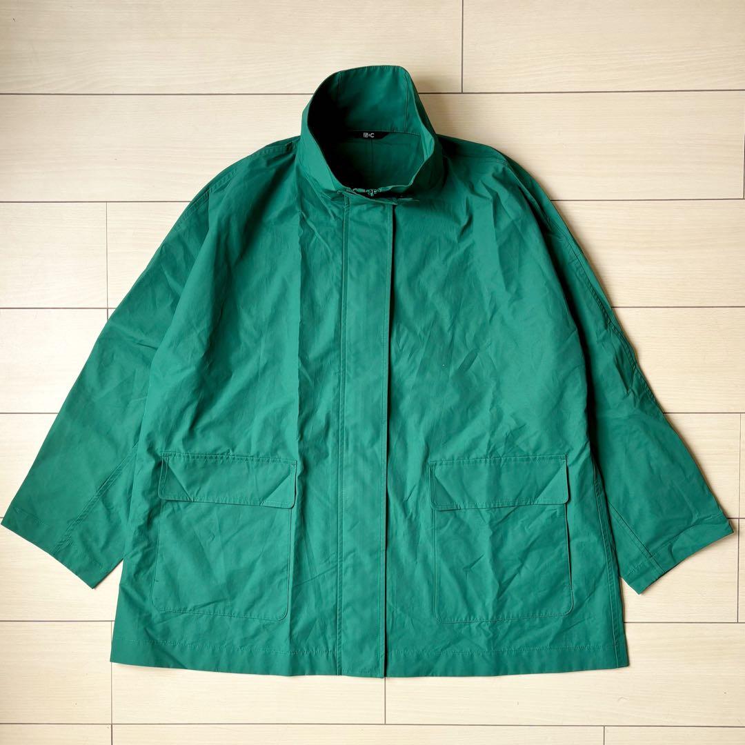 24SS ユニクロシー UNIQLO:C スタンドカラーオーバーサイズコート 緑