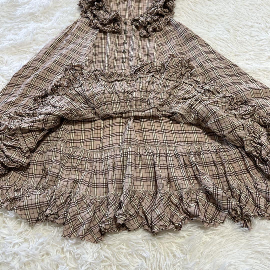 バーバリーブルーレーベル ノバチェック フリルチュニックワンピース