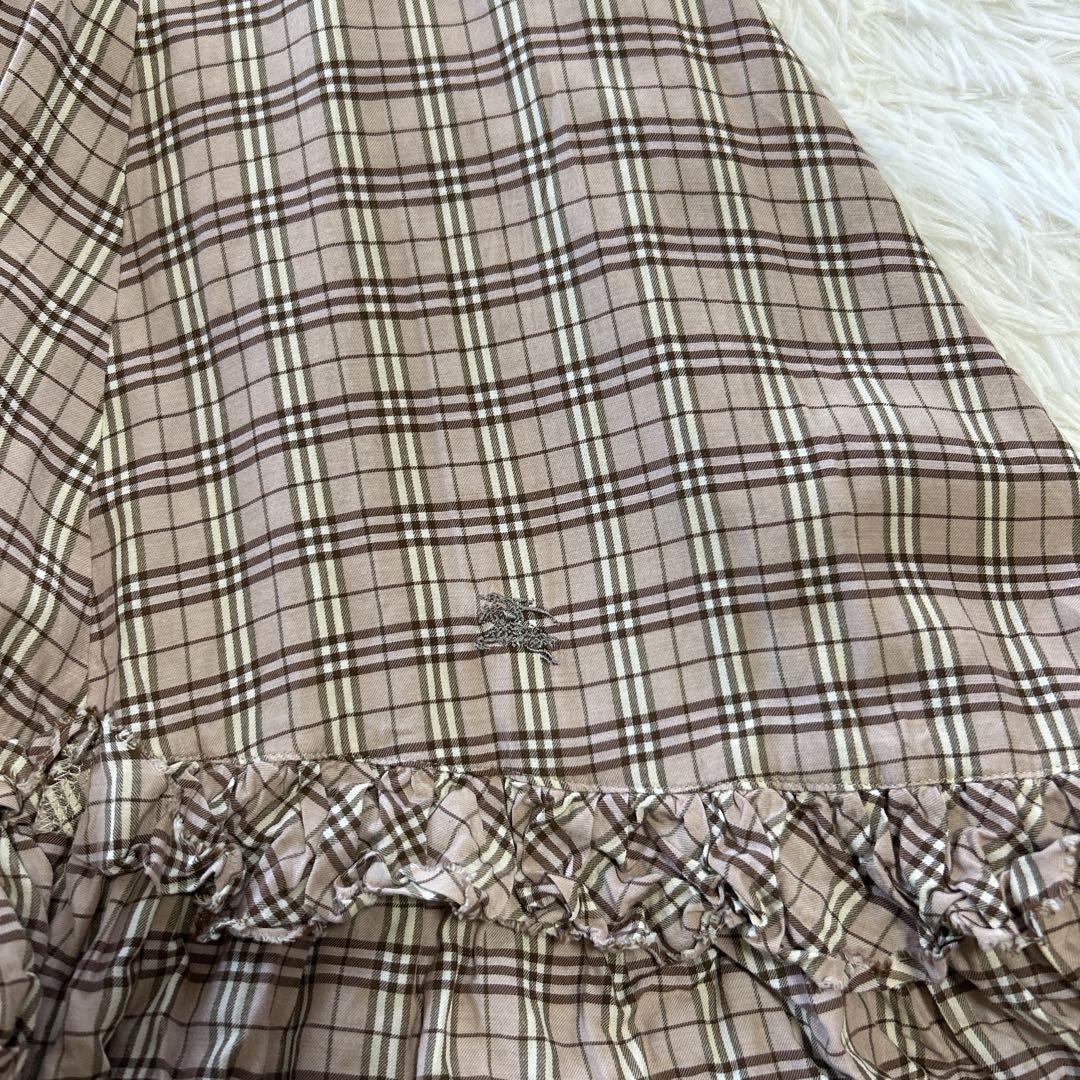バーバリーブルーレーベル ノバチェック フリルチュニックワンピース