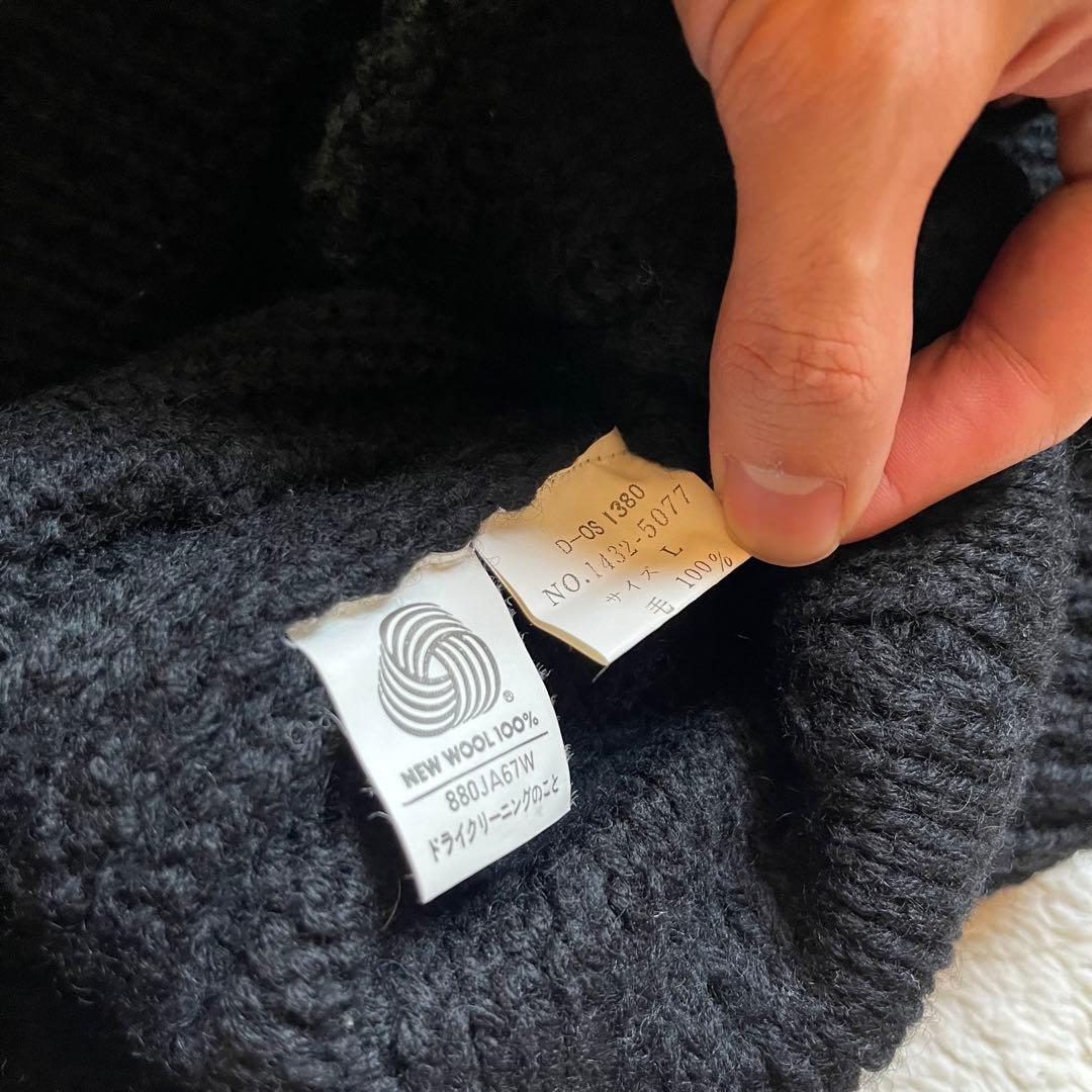 入手困難 vintage 古着 肉厚 フィッシャーマン アランニット ブラック