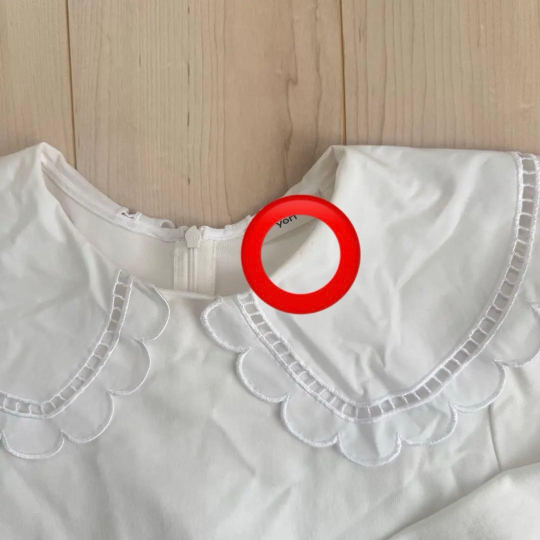 yori スカラップカラーフレアカットブラウス ホワイト - メルカリ