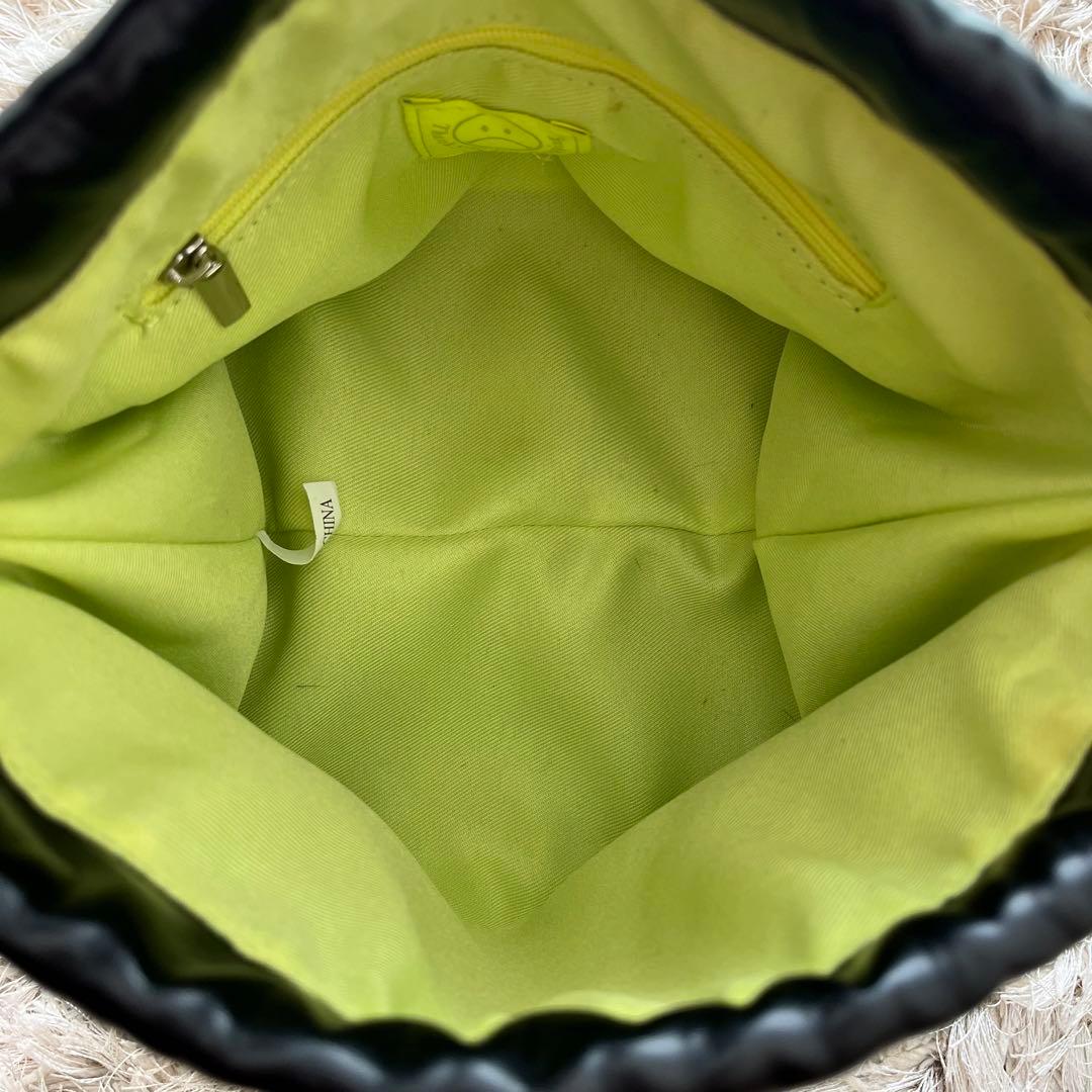 ◉美品◉ 若槻千夏 WCJ ソフトエコレザーバッグ 巾着 ブラック - メルカリ