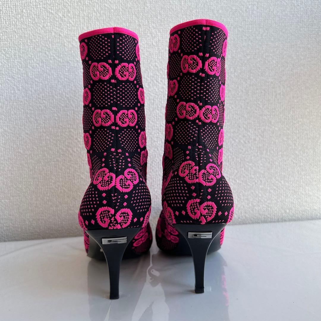 GUCCI グッチ アンクルブーツ ソックスタイプ GG柄 ブーティ 極美品37