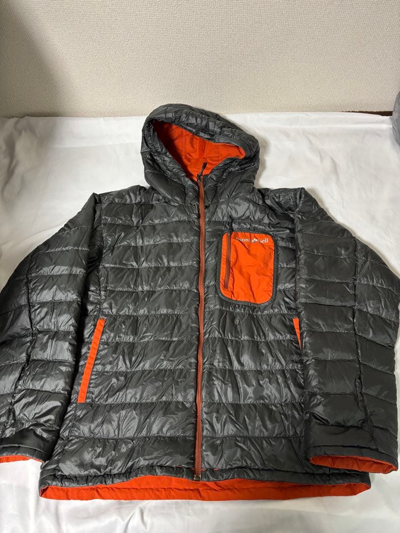 人気モンベル725FP コロラドパーカ メンズLリバーシブルダウンオレンジ