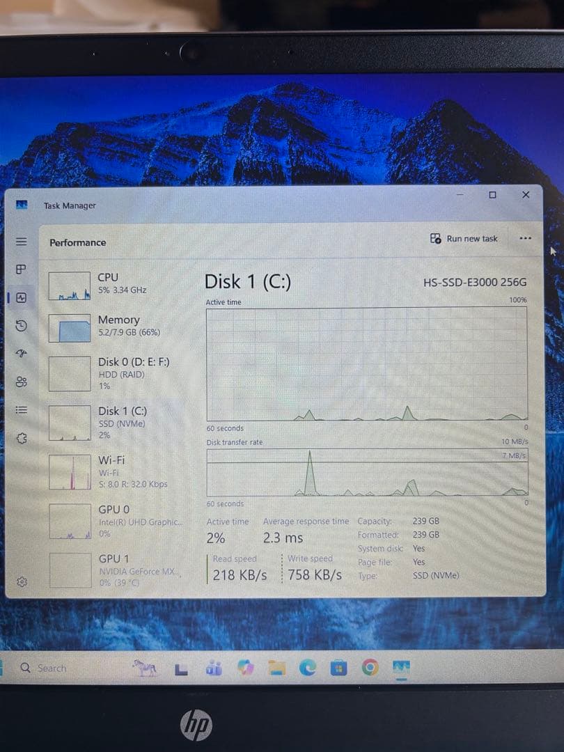 Windowsノート本体 HP Pavilion15-8265U CPU 1.60GHz 8GB 1TB