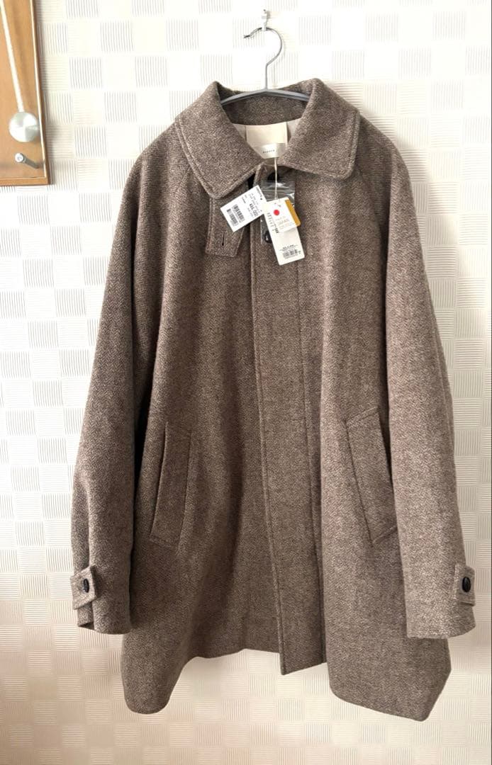 新品タグ付 かぐれ ヘリンボンウールショートコート ベージュ 今季完売