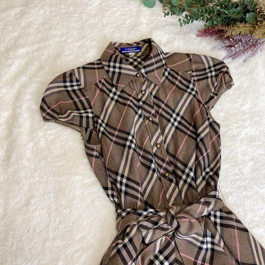 美品】バーバリーブルーレーベル Aラインワンピース ノバチェック