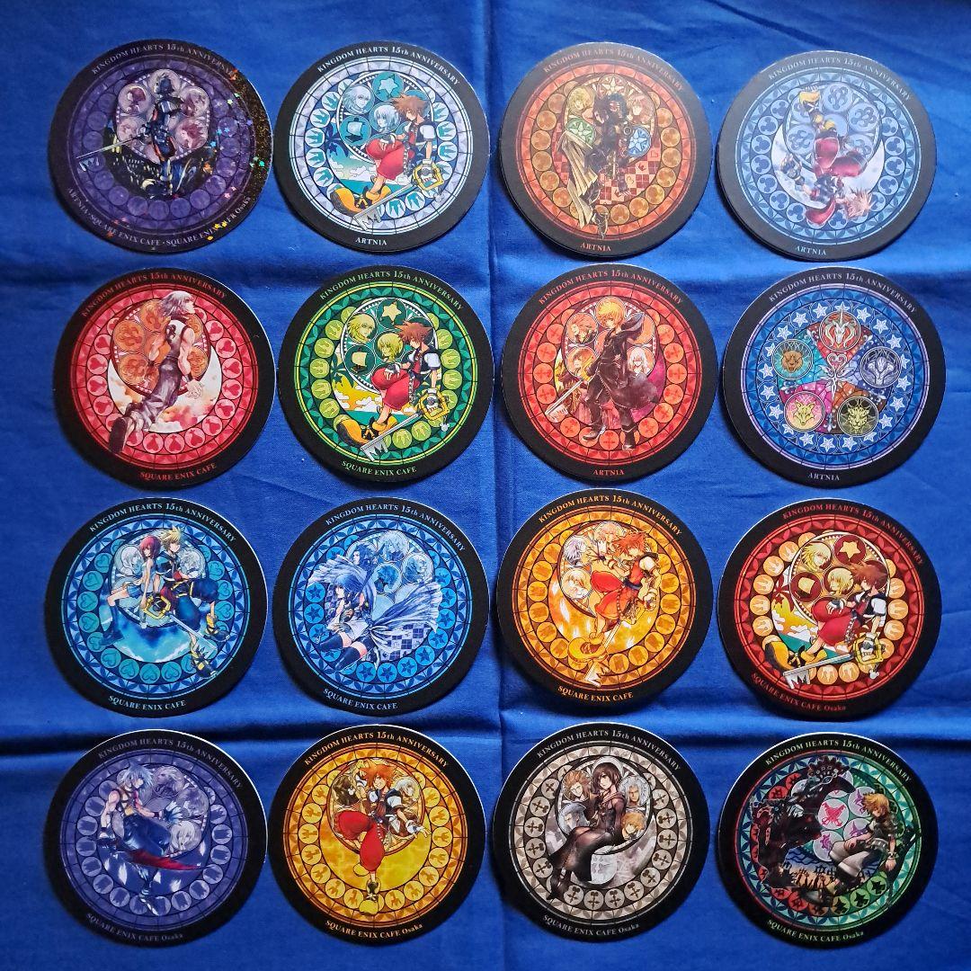 16枚セット コースター スクエニカフェ キングダムハーツ 15周年