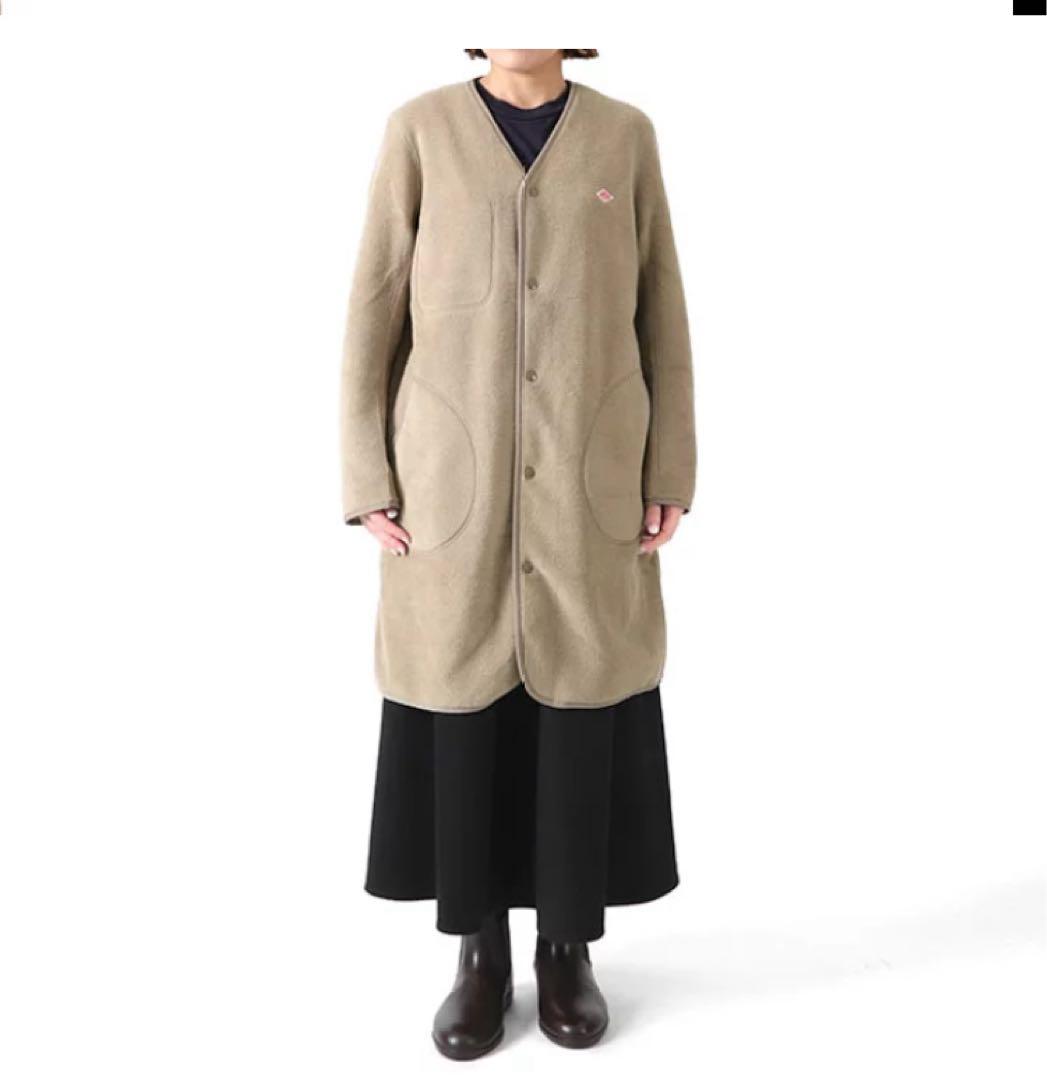DANTON ノーカラーコート/ベージュ 36