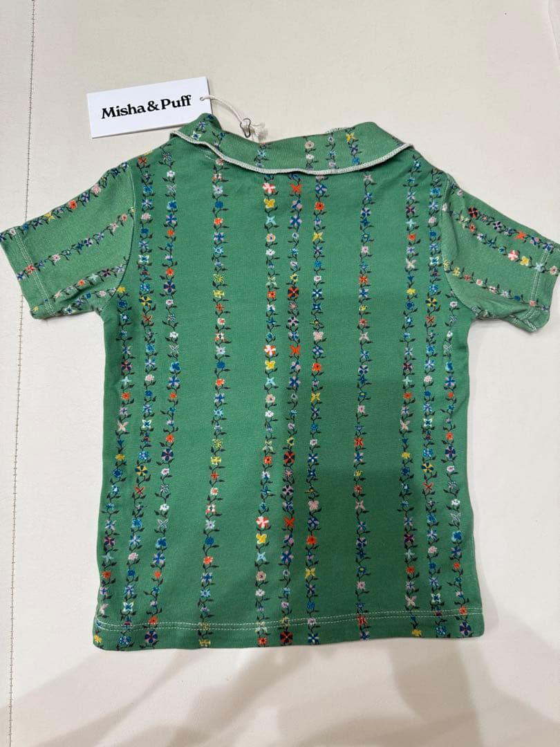 美品】Misha & Puff 半袖シャツ グリーン 花柄4y