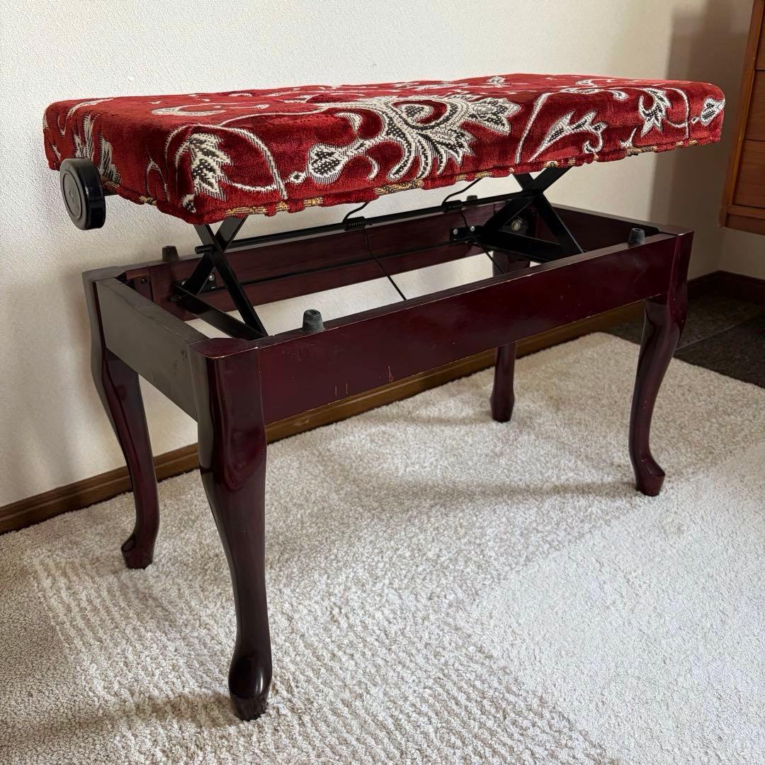 アンティーク／猫脚スツール／ベルベット／ピアノ椅子／昇降式／ベロア