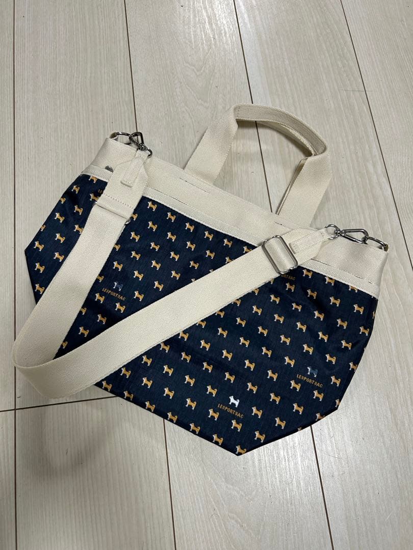 日本限定】レスポートサック BUCKET TOTEデニムシバピクセル 柴犬柄