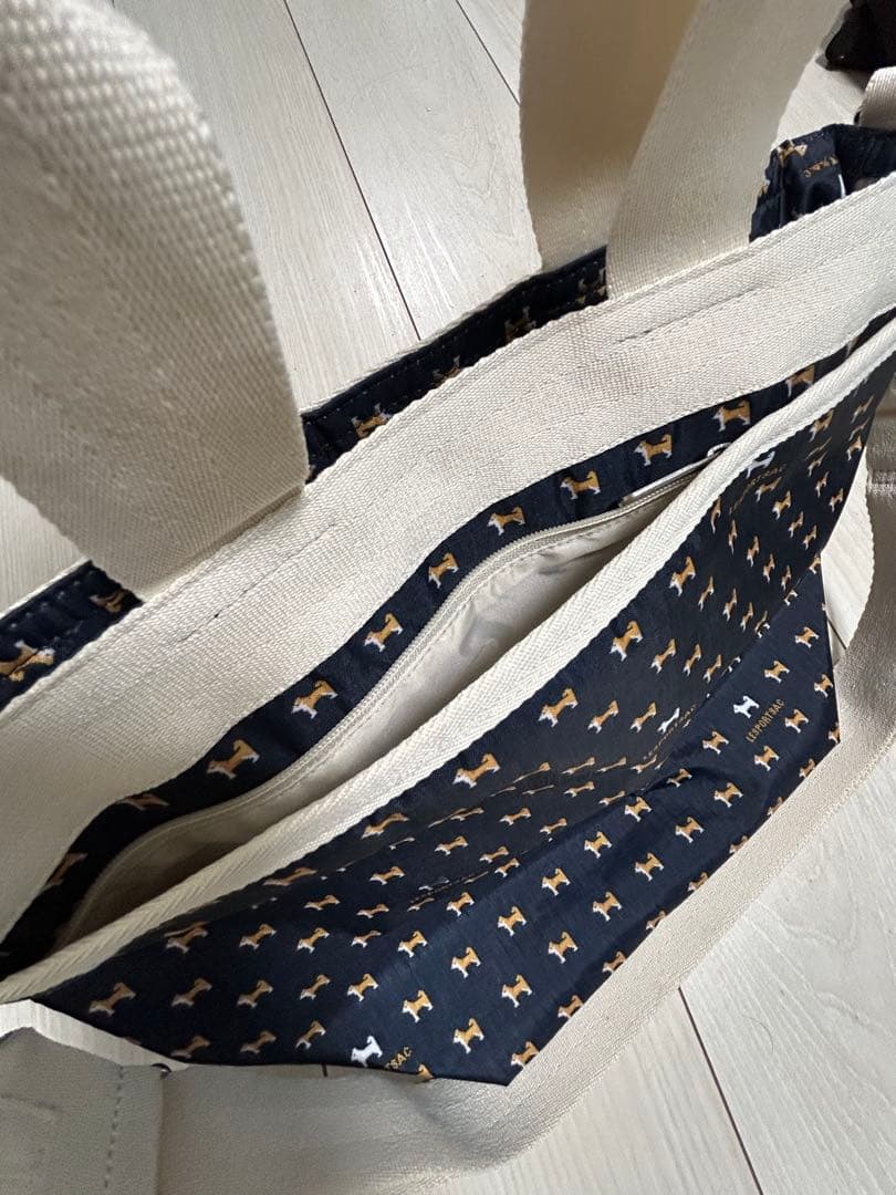 日本限定】レスポートサック BUCKET TOTEデニムシバピクセル 柴犬柄