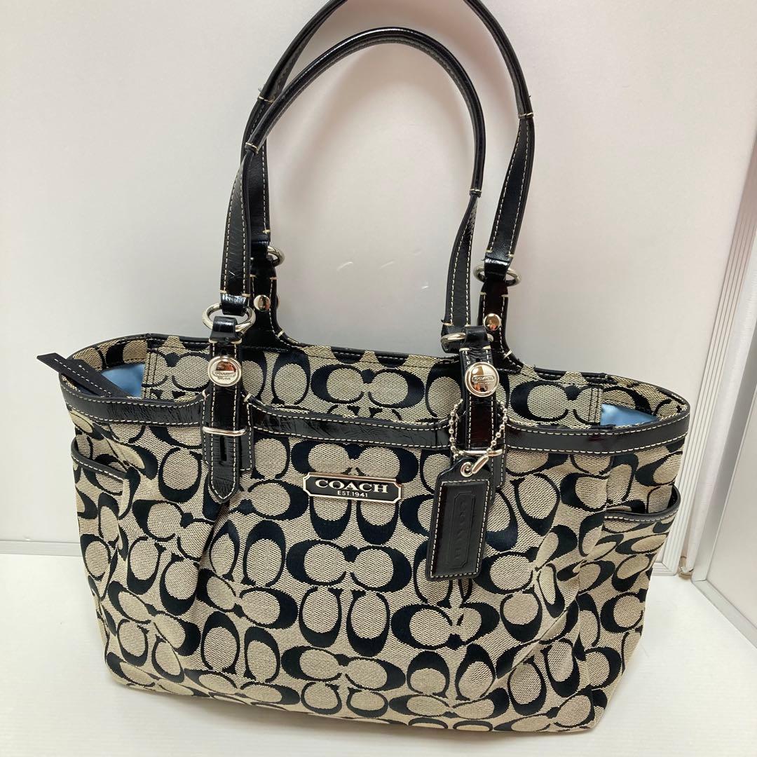 COACH コーチ トートバッグ キャンバス レザー シグネチャー 総柄