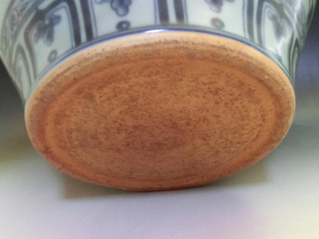 壷■支那青華花唐草紋大壺 染付大瓶 中国 古玩 唐物 花瓶 骨董品 32.6cm