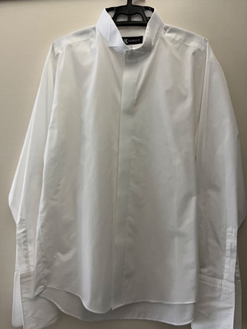 タカミブライダル 新郎シャツセットLL小物4点＋ポケットチーフ(シルク