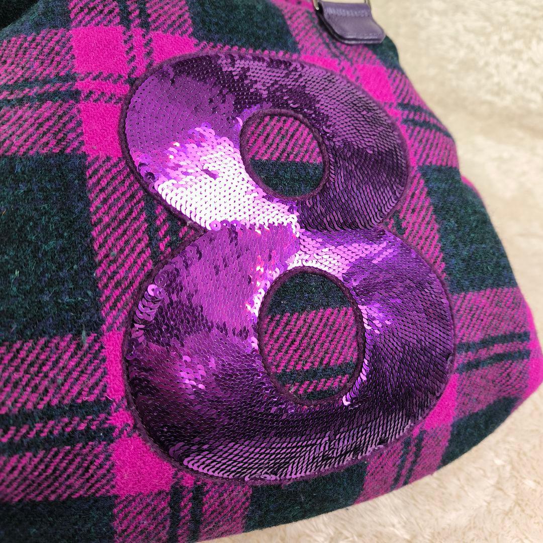 希少】muta × ハリスツイード 8バッグ ハンドバッグ スパンコール 紫