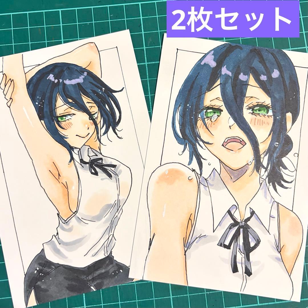 2枚セット】手描きイラスト レゼ ファンアート チェンソーマン ハガキ