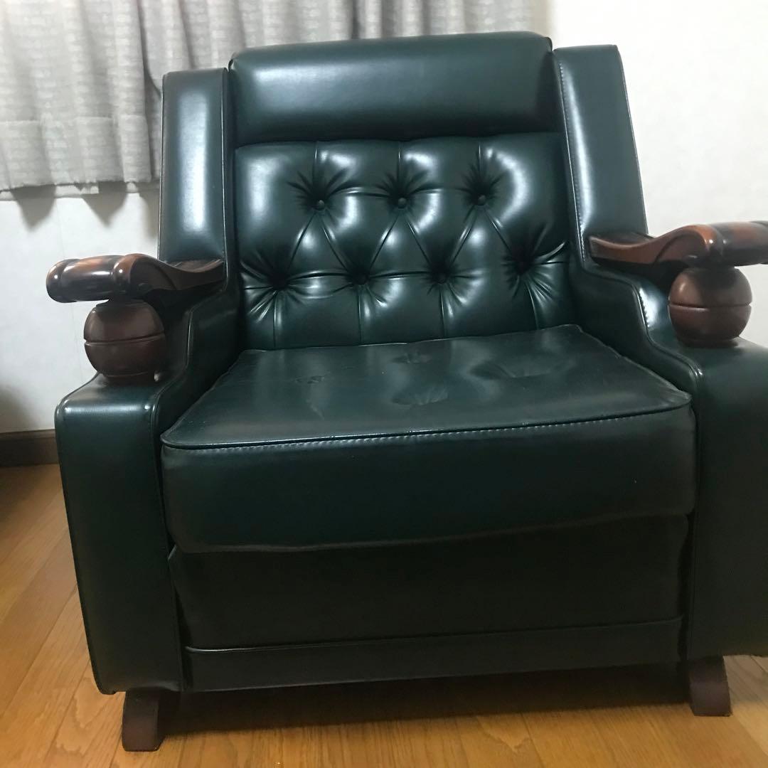 仁様専用☆70年代 昭和レトロ ダークグリーン 1人掛けソファ