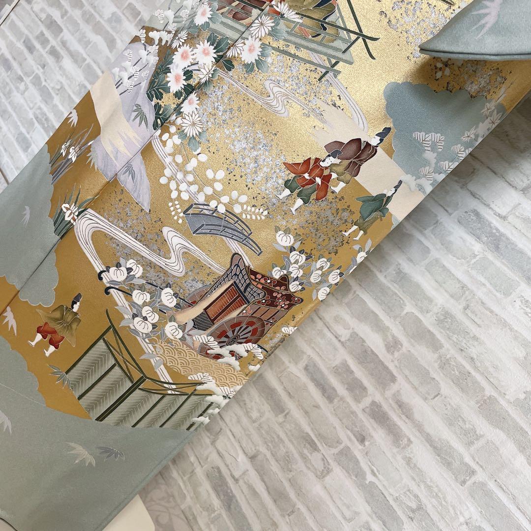 訪問着 フルセット 御所車 橘 金彩加工 落款 着物 風景画 H2