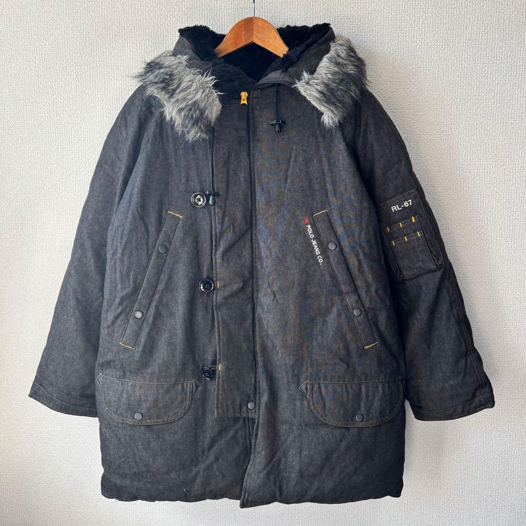 ポロジーンズ ラルフローレン N-3B ブラックデニム ダウンジャケット