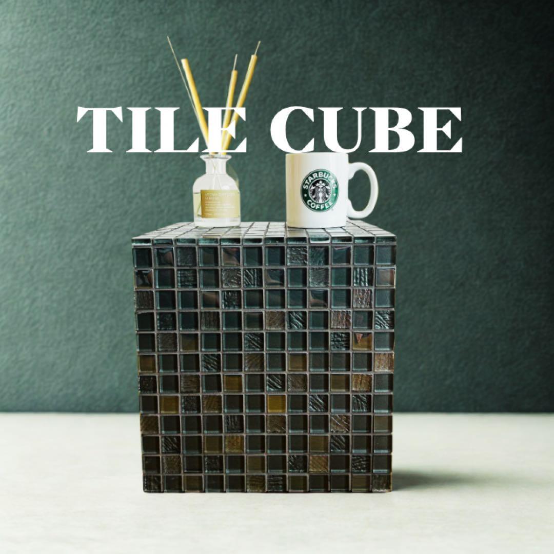 タイルキューブ　韓国インテリア　サイドテーブル ガラスモザイクタイル 韓国インテリア 】タイルキューブ♪ サイドテーブル 8color (机