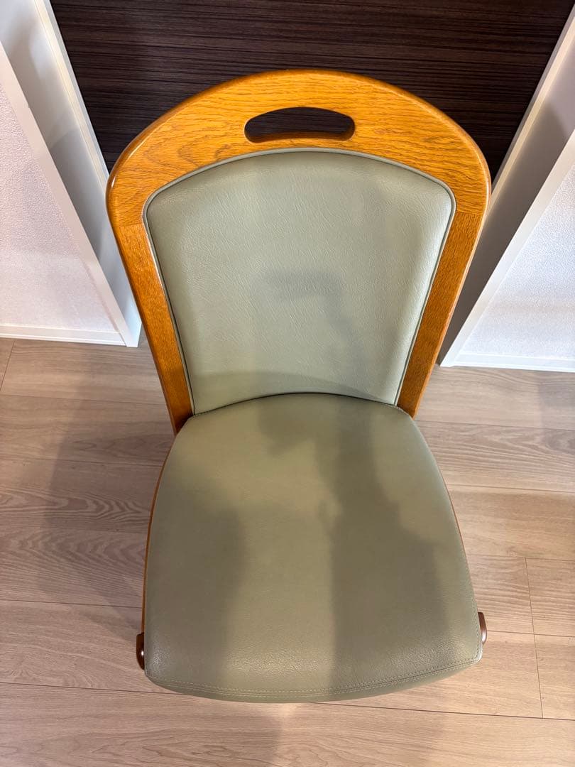 浜本工芸 ダイニングチェア 2800 ダークオーク レザー グレー - メルカリ