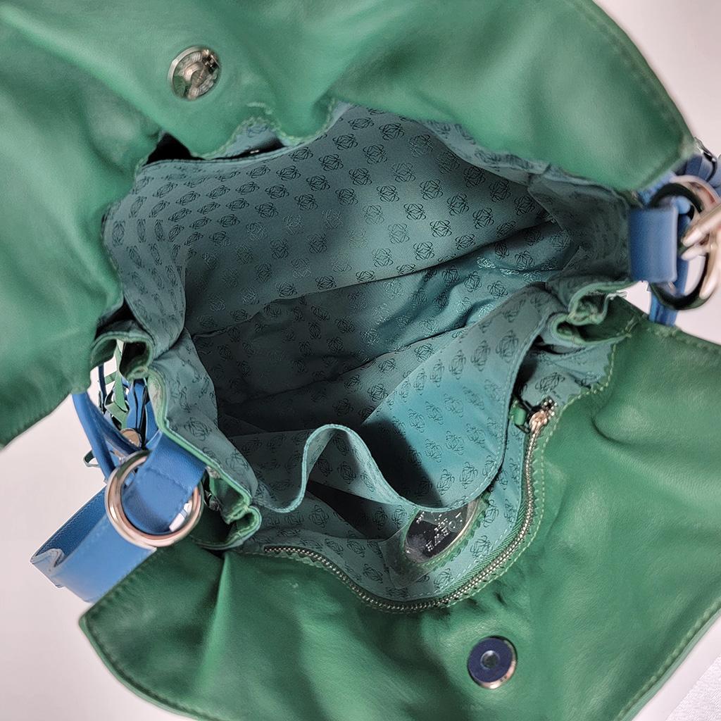 LOEWEロエベ フラメンコ ショルダーバッグ アナグラム グリーン ブルー