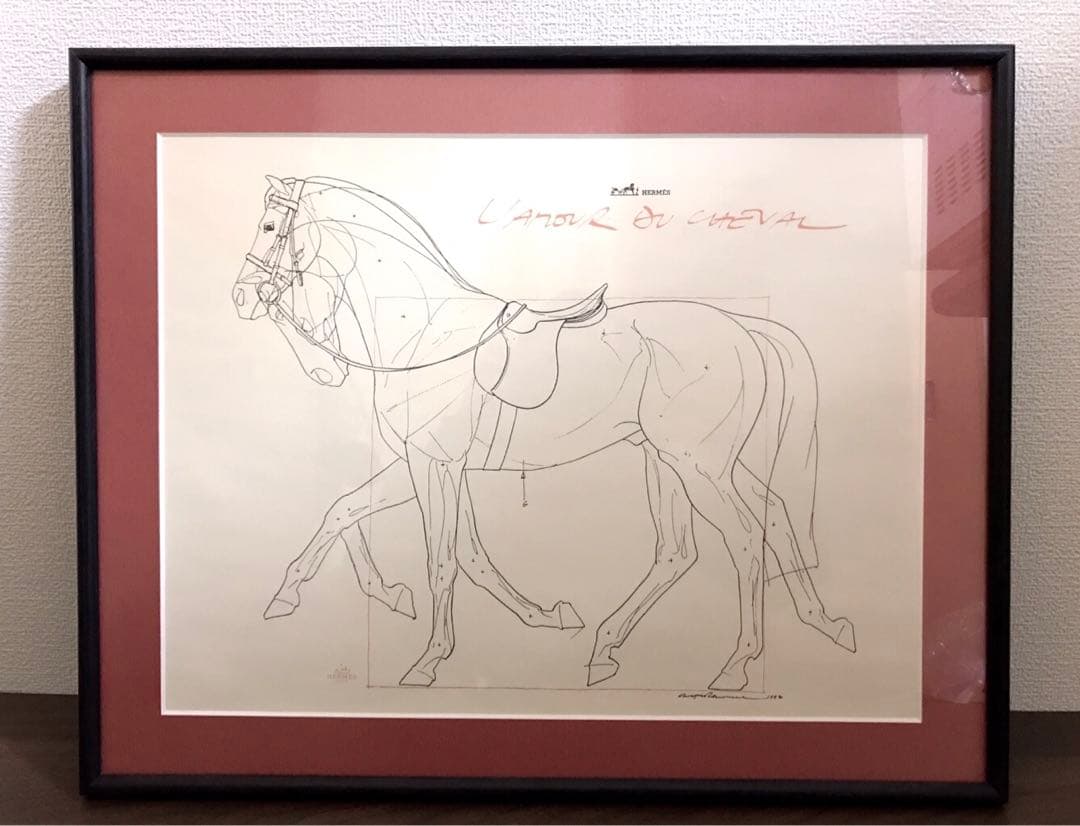 希少レア】 エルメス 馬 絵画 デッサンアート 美術 ヴィンテージ