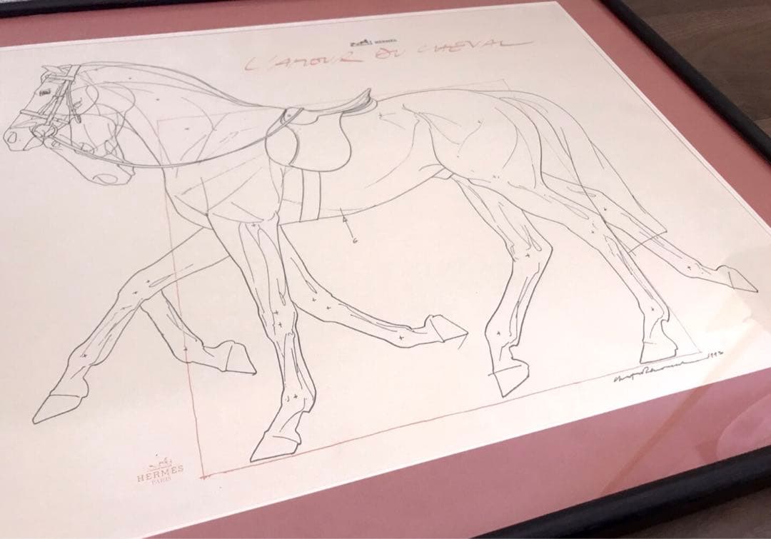 希少レア】 エルメス 馬 絵画 デッサンアート 美術 ヴィンテージ