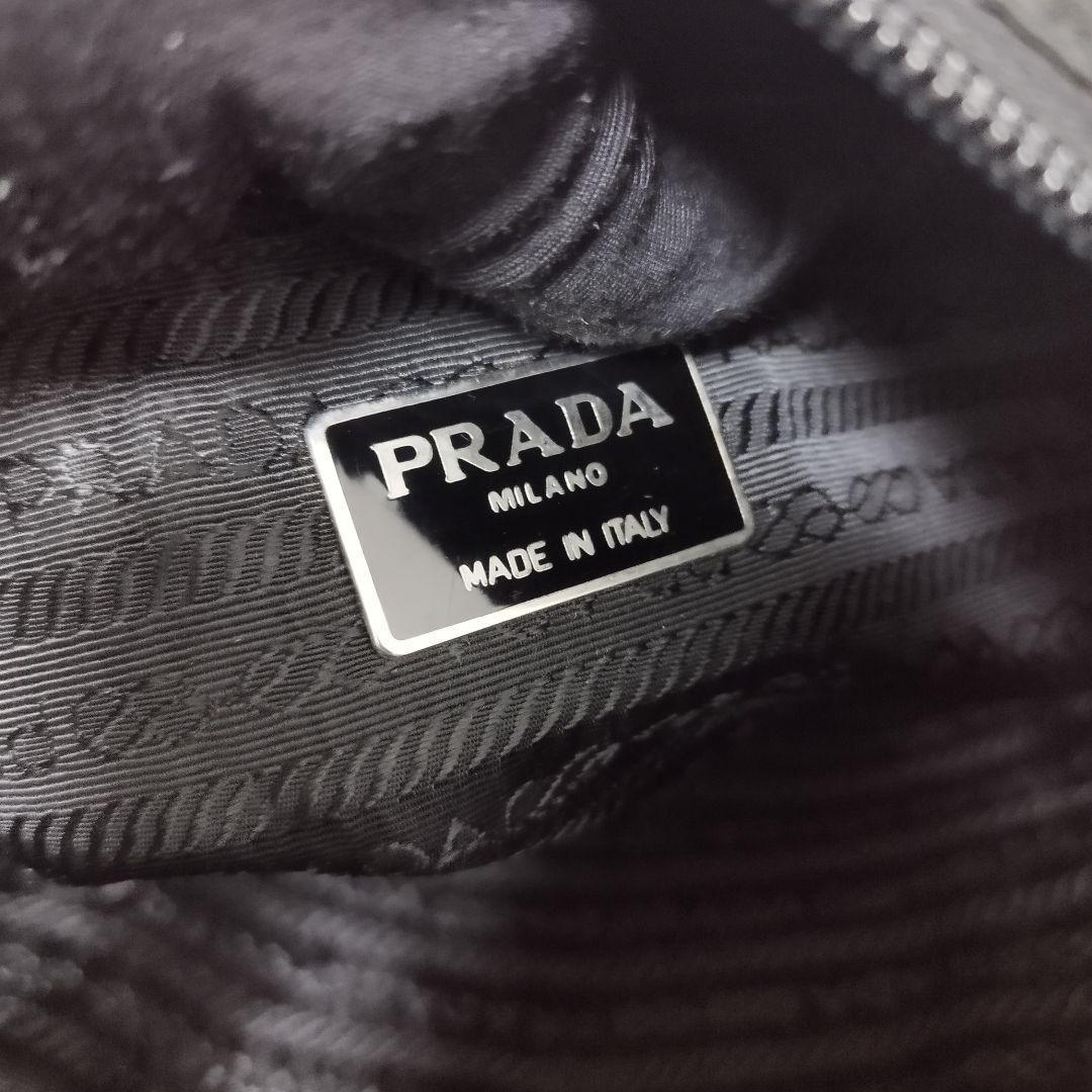 美品☆ プラダ シルバーチェーン ショルダーバッグ ナイロン 三角ロゴ