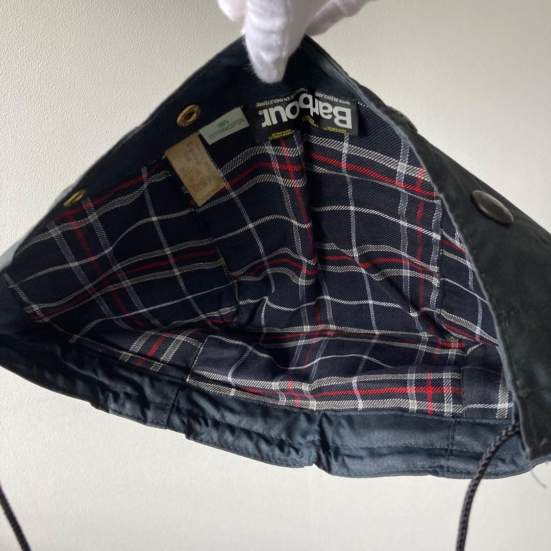 デッドストック 80s バブアー A106 ワックスドコットン フード ネイビー