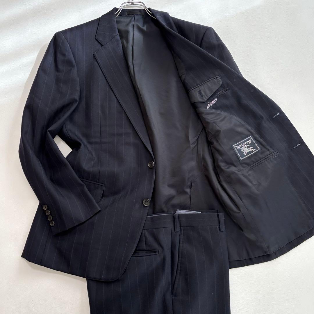ヴインテージ バーバリー スーツ セットアップ ストライプ ネイビー L
