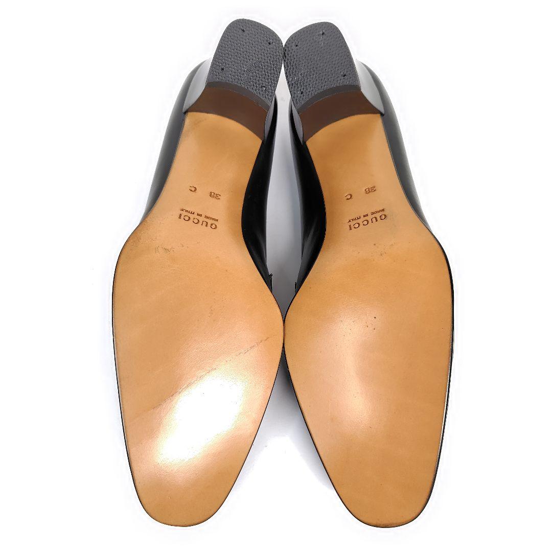 ☆katxxx様☆グッチ ローファー 38C パンプス ロゴ プレート レザー