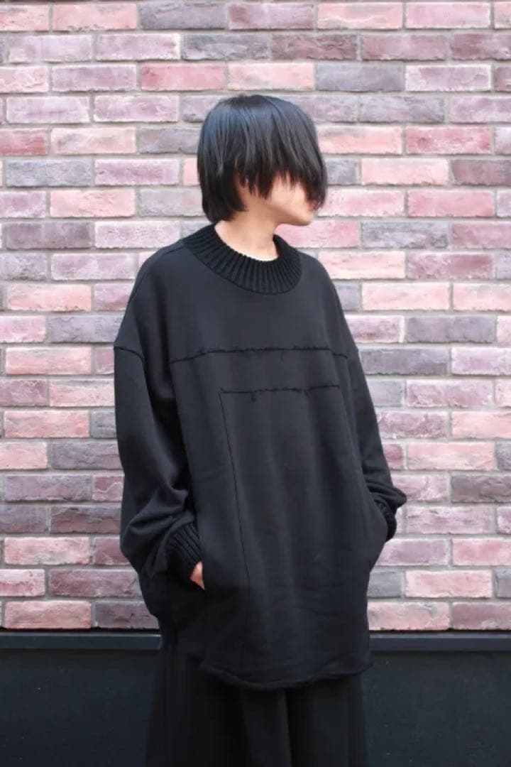 19AW my beautiful landlet ニット切替スウェット黒】