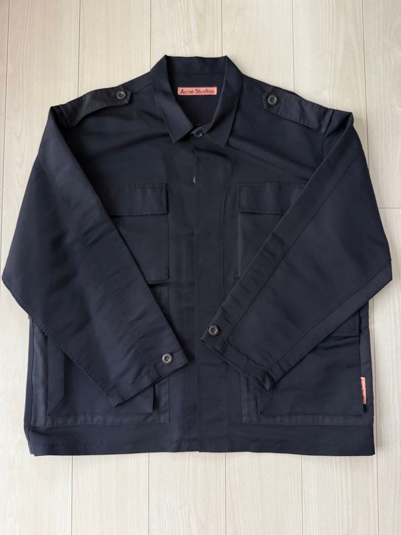 ピ*ザ様 acne studios chestnut navy ジャケット Acne Studios - Inside-out print hoodie - Navy blue