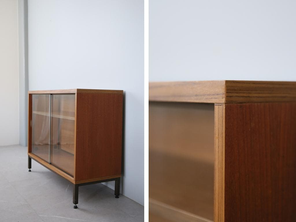 英国アンティークブックケースキャビネット/木製本棚/食器棚/飾り棚(92