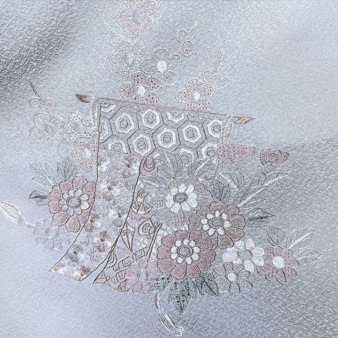 難あり 訪問着 裄65 スワトウ 蘇州 刺繍 卒業式 入学式 S 緑 水色