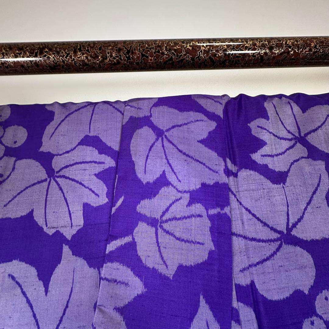 超美品 袷 正絹 着物 157 アンティーク ヴィンテージ 銘仙 紫 ぶどう