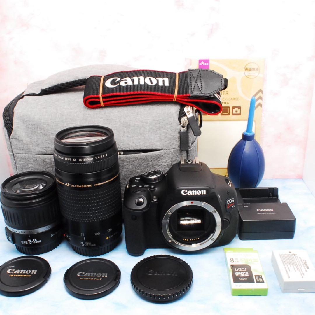 キャノン Kiss X5☆S数新品級☆超望遠レンズ付Wレンズ☆一眼レフカメラ