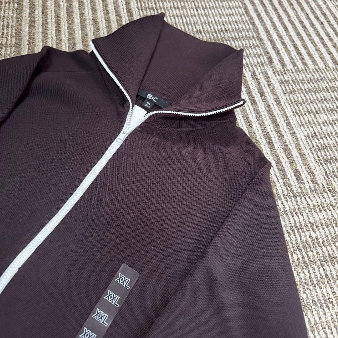 UNIQLO：C ミラノリブフルジップカーディガン ダークブラウン XXL