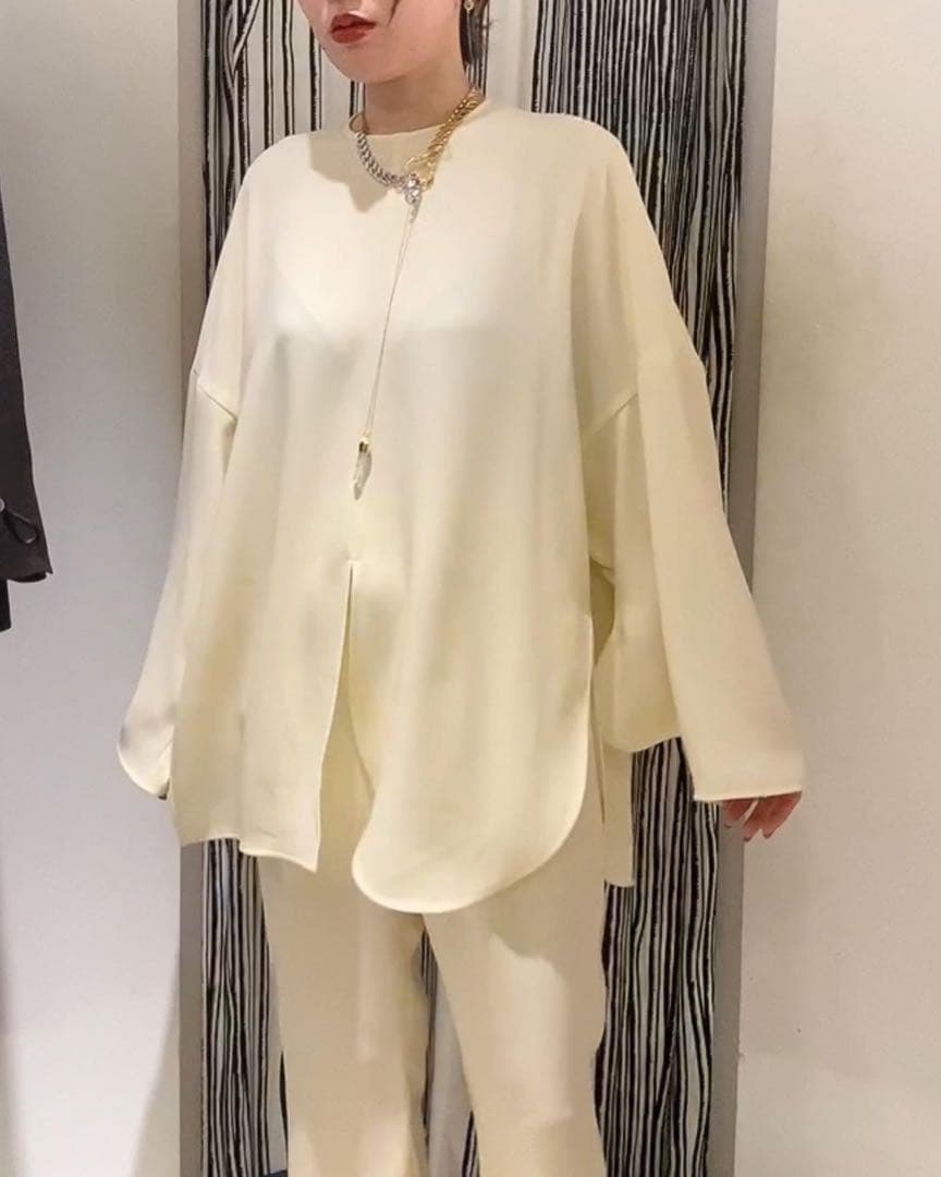 エンフォルド 2024SS PEツイルセンタースリットプルオーバー ブラウス