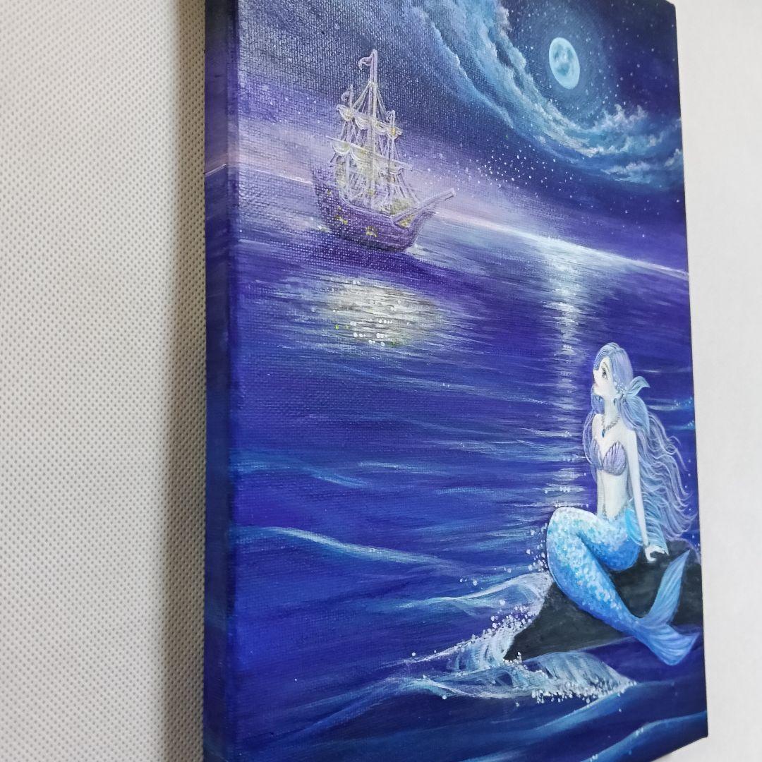 No.516 F4キャンバス 原画 アクリル画 人魚姫 人魚 mermaid - メルカリ