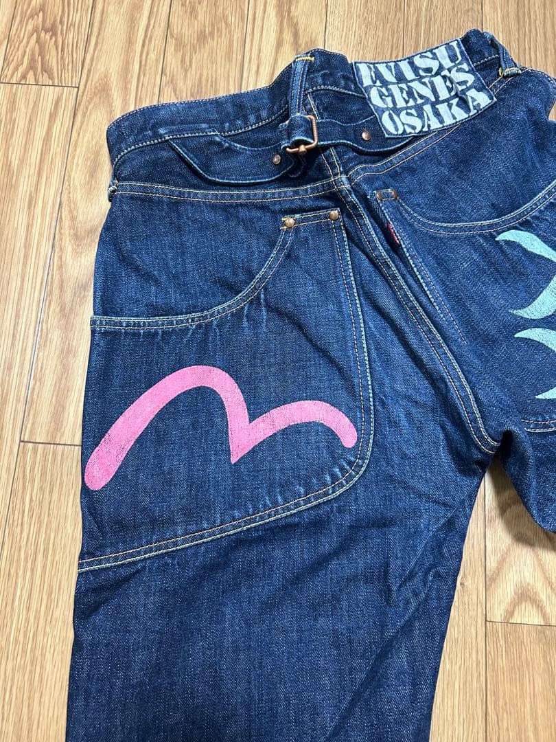 EVISU エヴィス デニム インディゴブルー 漢字 32×35 日本製 - メルカリ